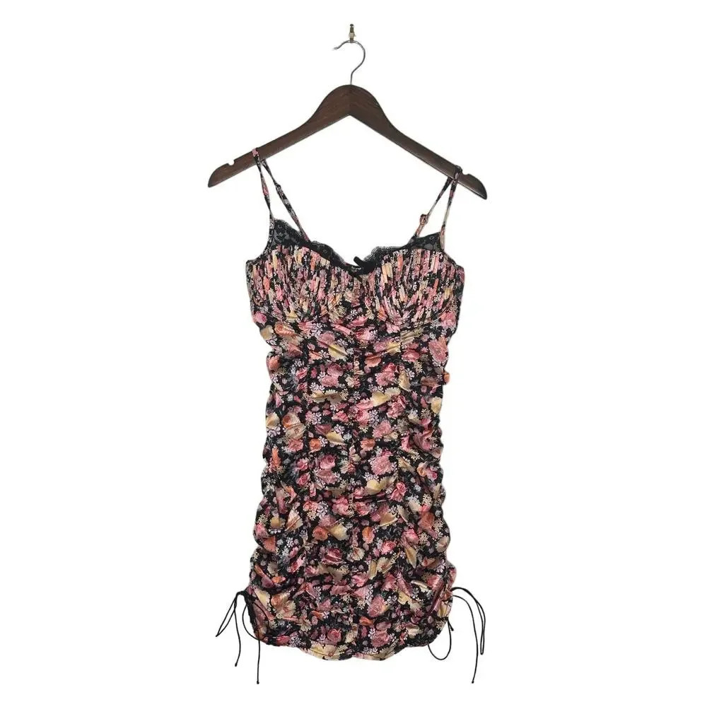For Love & Lemons Victoria's Secret Ruched Floral Mini Dress Size L